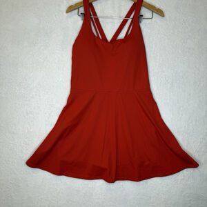 NWT Halara Large Softlyzero Plush Active Dress Red Padding Cross Back Halter